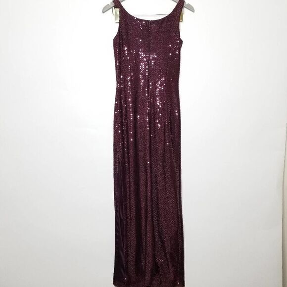Jessica McClintock Sequin Maxi Dress Burgundy 5/6 - Picture 9 of 9